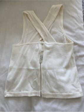 Madewell Ribbed Cross-Back Top in Cream